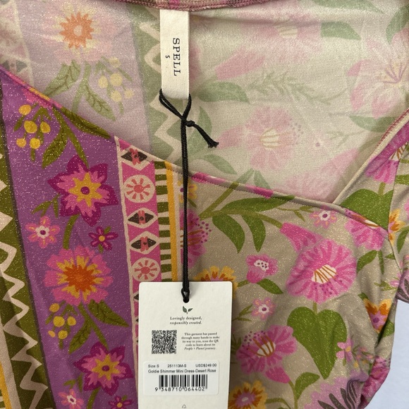 Spell Goldie Shimmer Mini Dress-Desert Rose NWT - Picture 6 of 7